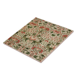 William Morris Lodden Blumen Laubwerk Grün Pink Fliese