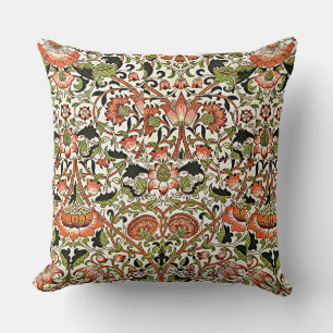 William Morris Lodden Blumen Laubwerk Grün Pink Kissen