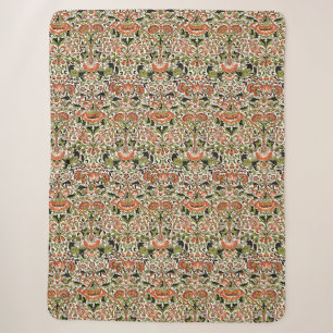 William Morris Lodden Blumen Laubwerk Grün Pink Sherpadecke