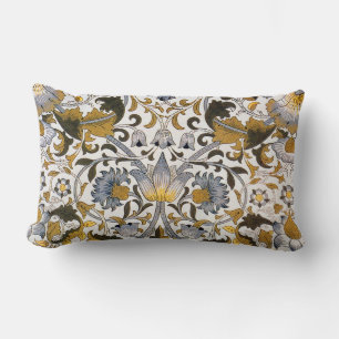 William Morris Lodden Blumenmuster: Blau Gold Lendenkissen