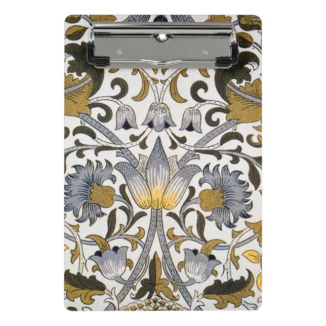 William Morris Lodden Blumenmuster: Blau Gold  Mini Klemmbrett (Vorderseite)