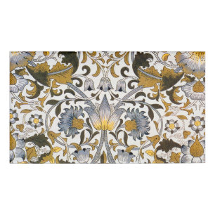 William Morris Lodden Blumenmuster: Blau Gold  Namenschild
