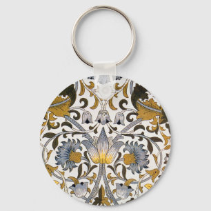 William Morris Lodden Blumenmuster: Blau Gold Schlüsselanhänger