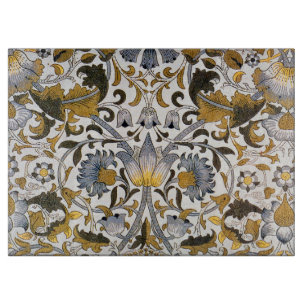 William Morris Lodden Blumenmuster: Blau Gold  Schneidebrett