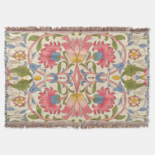 William Morris Lodden Blumenmuster Pastell  Decke (Vorderseite)