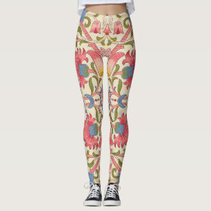 William Morris Lodden Blumenmuster Pastell Leggings