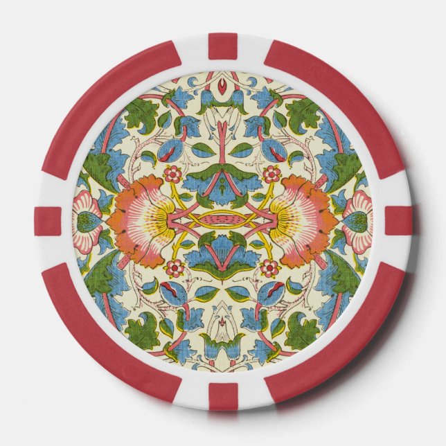 William Morris Loddon Blossom Blumenmuster Pokerchips (Vorderseite)