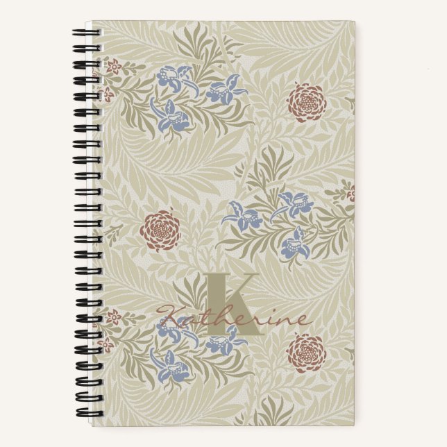 William Morris Lt Blue & Rust Larkspur Muster Notizbuch (Vorderseite)