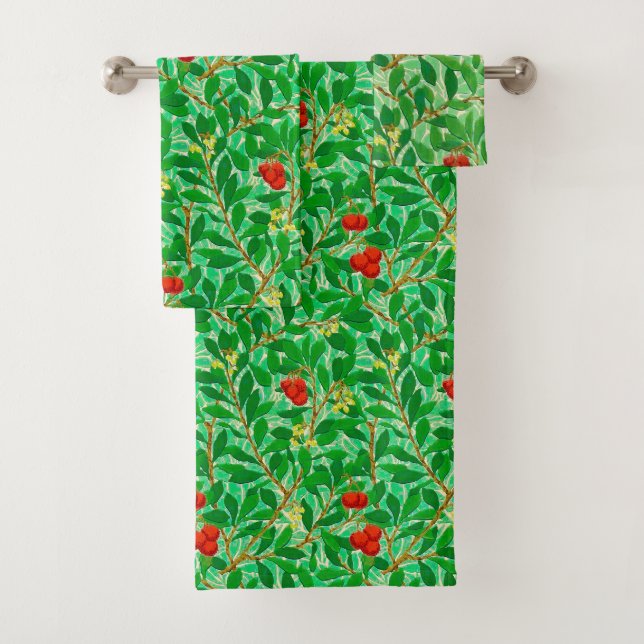 William Morris Lychee Tree Pattern, Light Green Badhandtuch Set (Insitu)