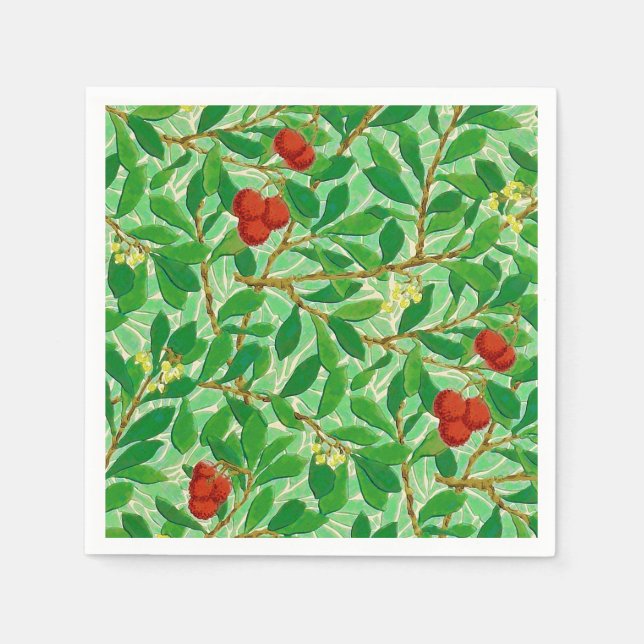 William Morris Lychee Tree Pattern, Light Green Serviette (Vorderseite)