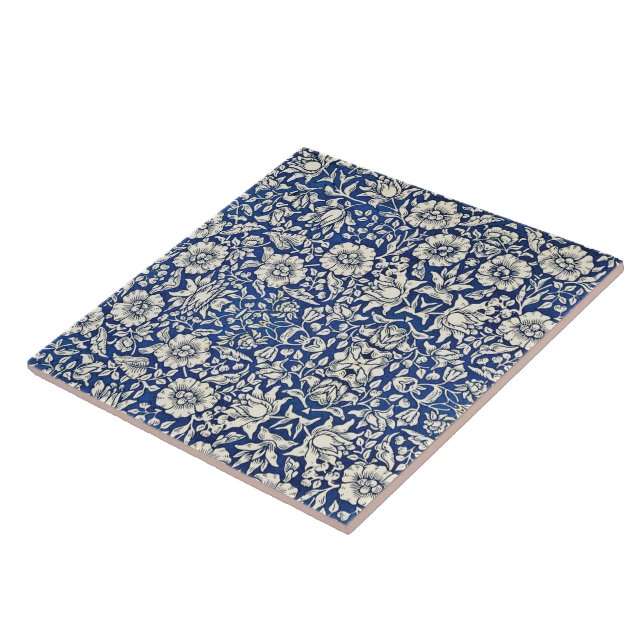 William Morris Mallow Blume Floral Blue White Fliese (Seite)