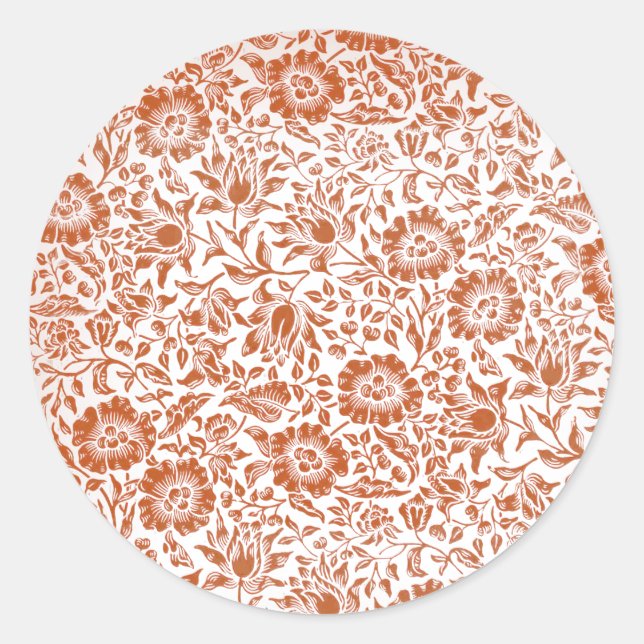 William Morris Mallow Floral Wallpaper Design Runder Aufkleber (Vorderseite)