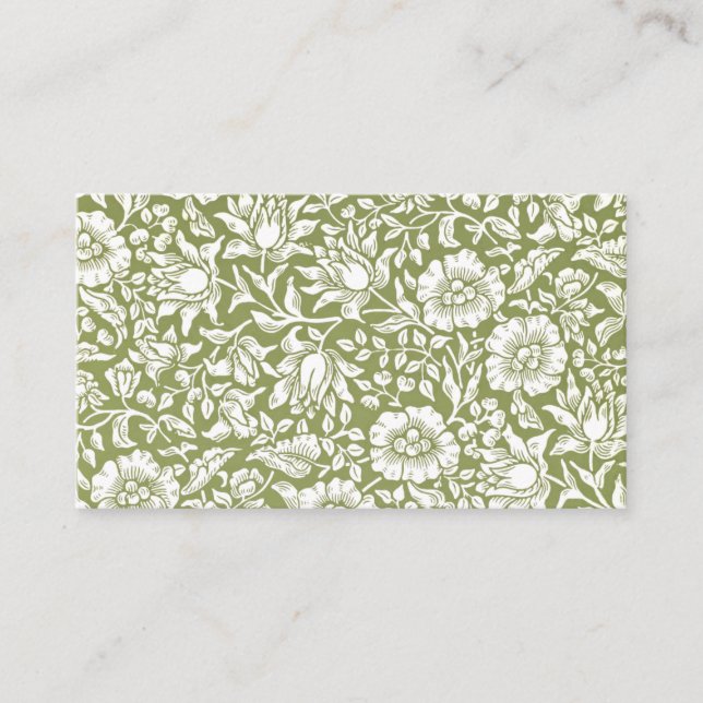 William Morris-Malven-Grün-Muster Visitenkarte (Vorderseite)