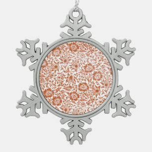 William Morris Malvenmuster: Terrakotta-Blumen Schneeflocken Zinn-Ornament