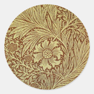 William Morris Marigold Antikes Blumenmuster Runder Aufkleber