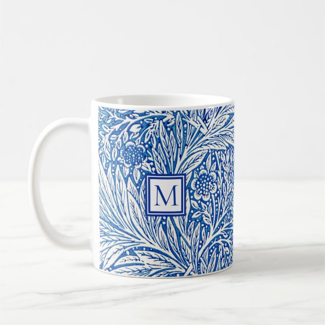 William Morris Marigold Blau Monogramm Kaffeetasse (Links)