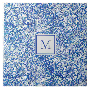 William Morris Marigold Blue Monogram Fliese