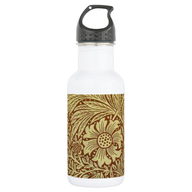 William Morris Marigold Blume Pattern Edelstahlflasche (Vorderseite)