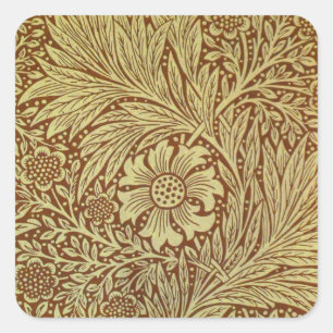 William Morris Marigold Blume Pattern Quadratischer Aufkleber