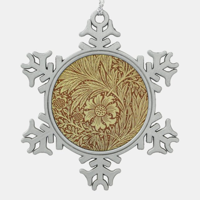 William Morris Marigold Blume Pattern Schneeflocken Zinn-Ornament (Vorderseite)
