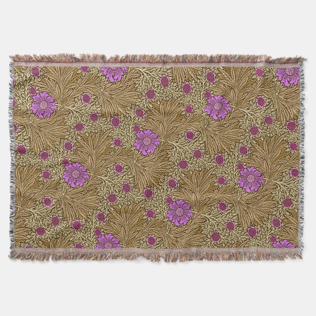 William Morris Marigold, Brown, Beige und Violet Decke (Vorderseite)