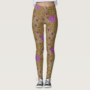 William Morris Marigold, Brown, Beige und Violet Leggings