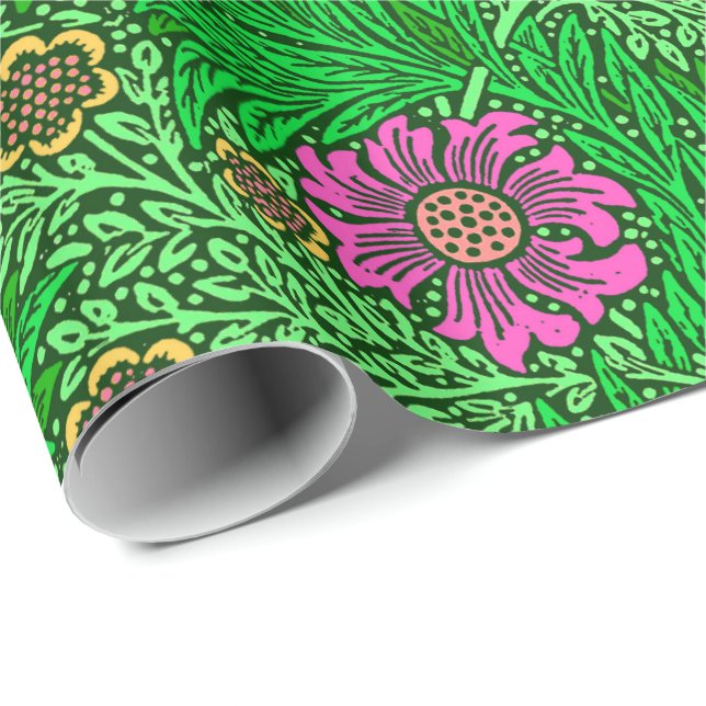 William Morris Marigold, Emerald Green & Fuchsia Geschenkpapier (Rolleneckpunkt)
