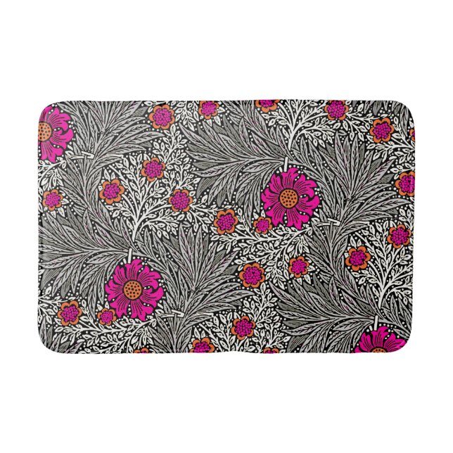 William Morris Marigold, grau / grau und weiß Badematte (Vorderseite)