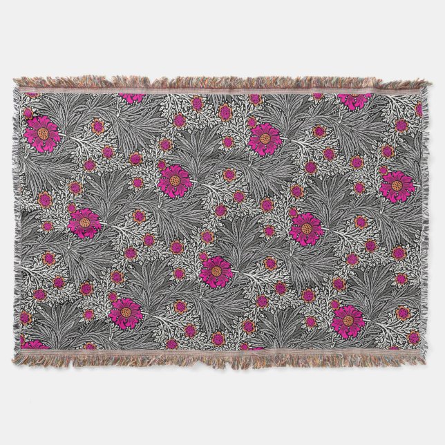 William Morris Marigold, grau / grau und weiß Decke (Vorderseite)