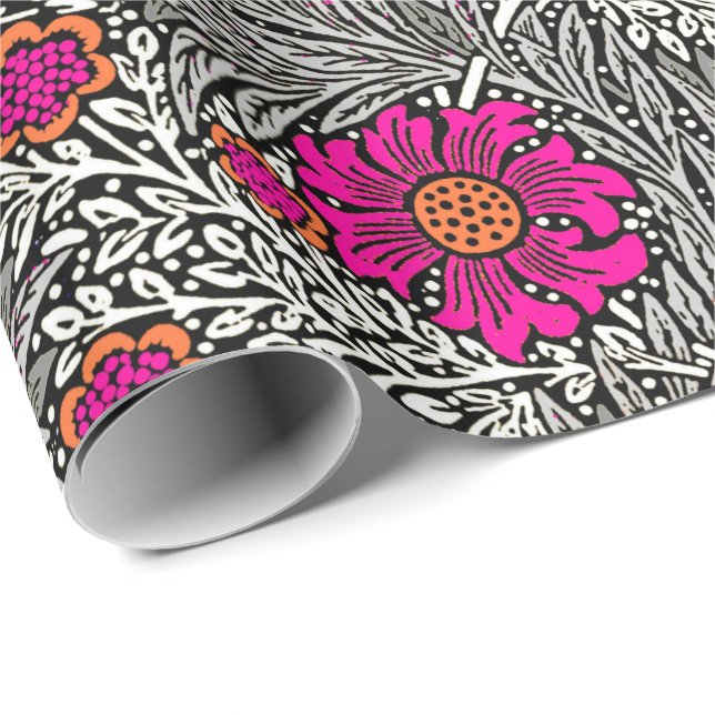 William Morris Marigold, grau / grau und weiß Geschenkpapier (Rolleneckpunkt)