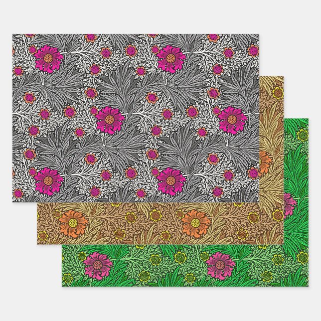 William Morris Marigold, Green, Brown & Gray Geschenkpapier Set (Set)