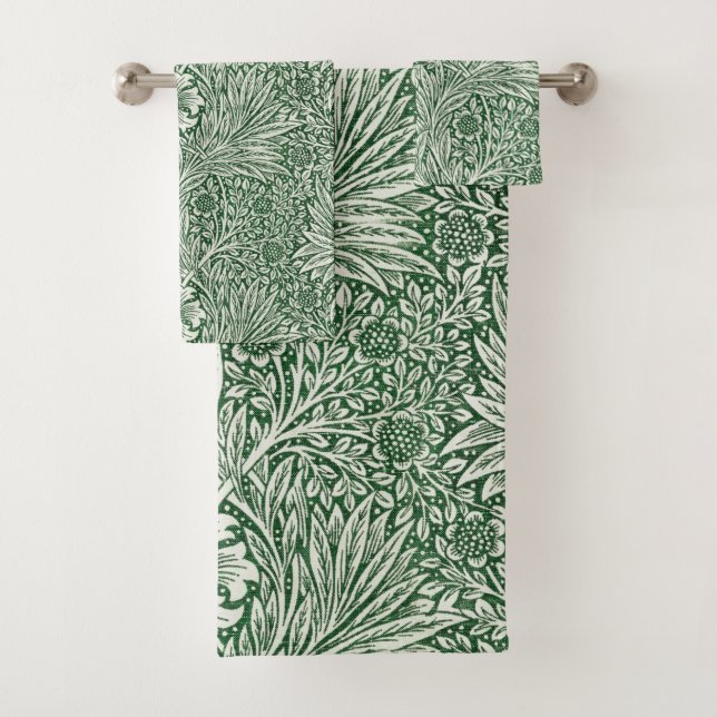 William morris marigold grüne Blume Badhandtuch Set (Insitu)