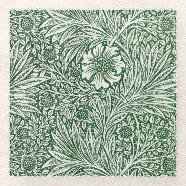 William morris marigold grüne Blume Glasuntersetzer (Vorderseite)
