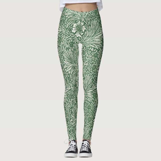 William morris marigold grüne Blume Leggings (Vorderseite)
