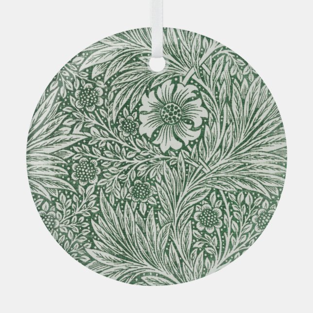 William morris marigold grüne Blume Ornament Aus Glas (Vorderseite)