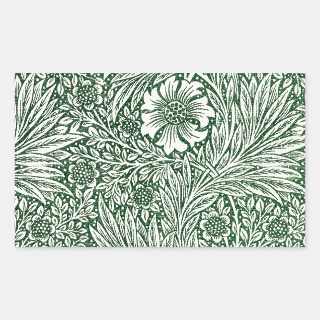 William morris marigold grüne Blume Rechteckiger Aufkleber (Vorderseite)