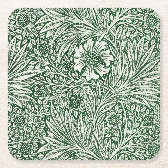 William morris marigold grüne Blume Rechteckiger Pappuntersetzer (Vorderseite)