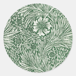 William morris marigold grüne Blume Runder Aufkleber