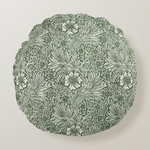 William Morris Marigold Vintage Grün Floral Rundes Kissen