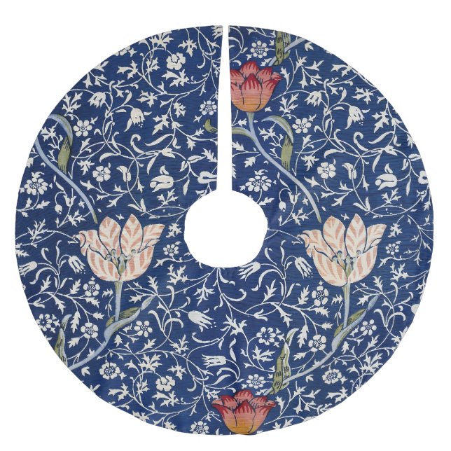 William Morris Medway Blaue Blüten Polyester Weihnachtsbaumdecke (Vorderseite)