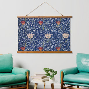 William Morris Medway Blaue Tulpe Florale Kunst Wandteppich Mit Holzrahmen