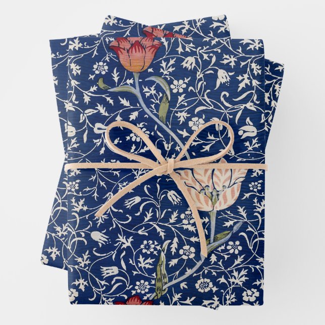 William Morris Medway Blaues Blumenmuster Geschenkpapier Set (Beispiel)