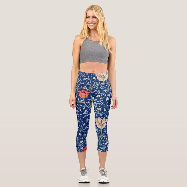 William Morris Medway Blue Blume Classic Capri Leggings (Vorderseite)