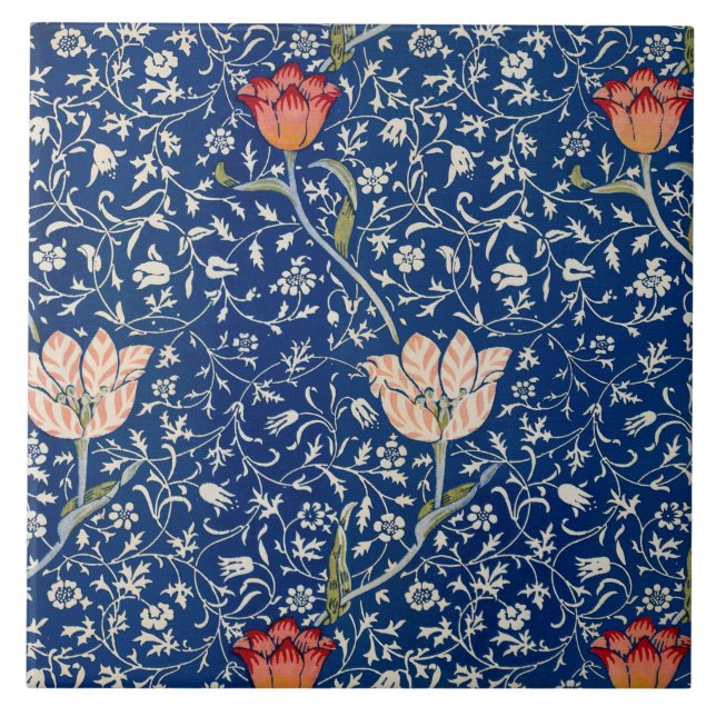 William Morris Medway Blue Floral Fliese (Vorderseite)