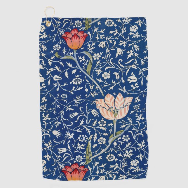 William Morris Medway Blue Floral Golfhandtuch (Vorderseite)