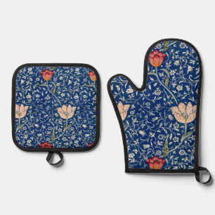 William Morris Medway Blue Floral Ofenhandschuh & Topflappen-Set