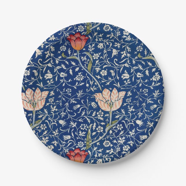William Morris Medway Blue Floral Pappteller (Vorderseite)