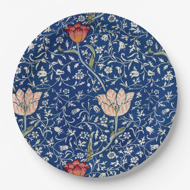 William Morris Medway Blue Floral Pappteller (Vorderseite)
