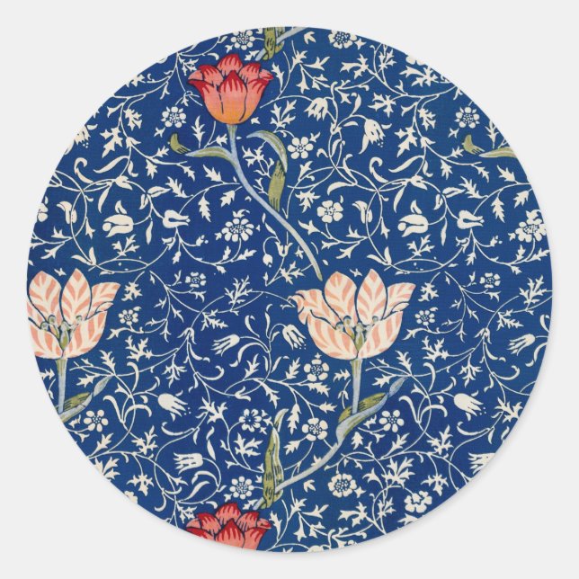 William Morris Medway Blue Floral Runder Aufkleber (Vorderseite)