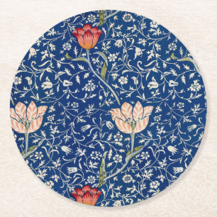 William Morris Medway Blue Floral Runder Pappuntersetzer